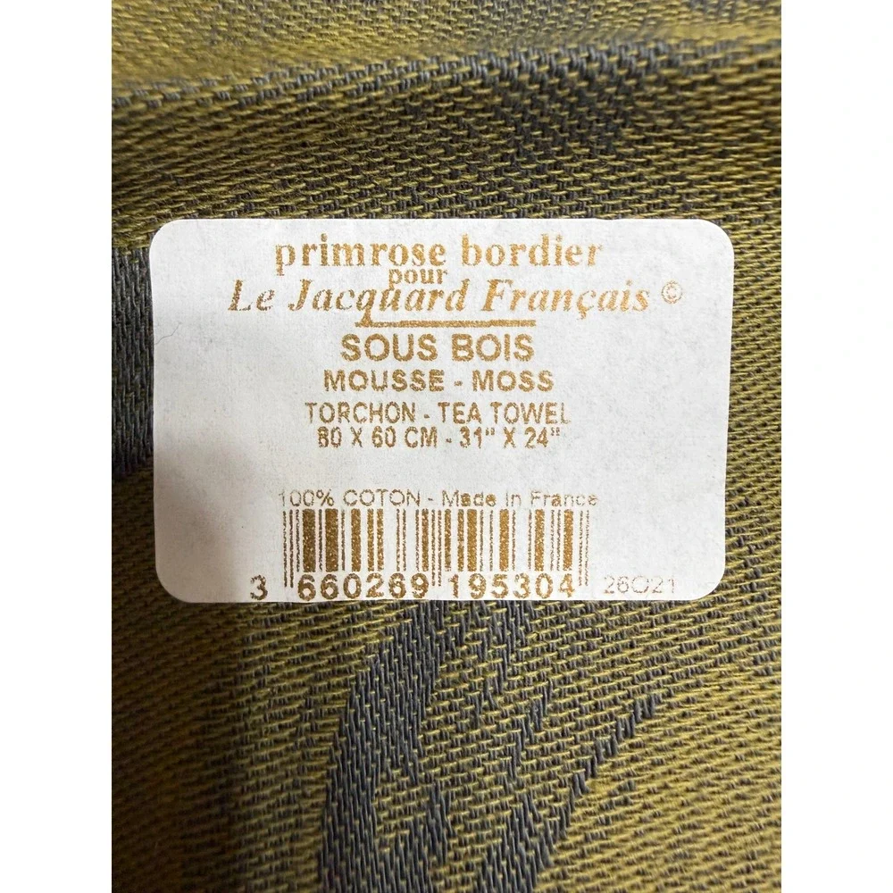 Le Jacquard Francais NEW Tea Towel Moss Sous Bois Fruit Olive/Navy Cotton 31x24